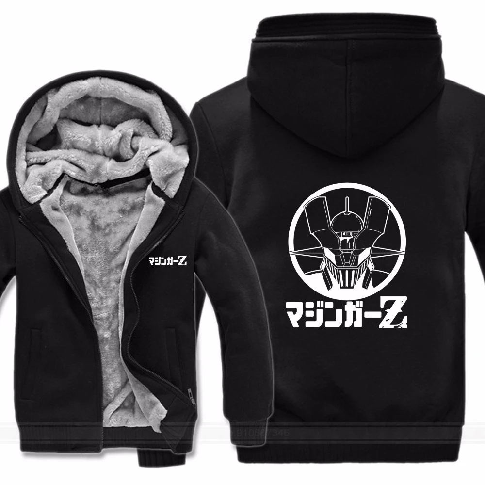 

Winter Style Mazinger Z Hoodies Sweatshirt Men Casual Cartoon Warm Liner Mens Fleece Anime Sweatshirt Jacket High Quality