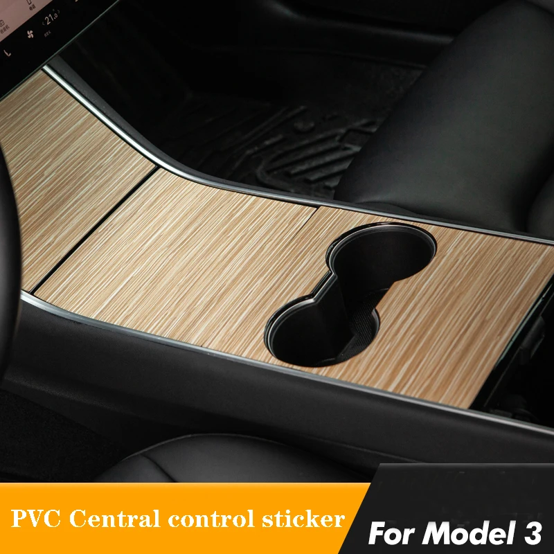 Center Console Wood Wrap Sticker For Tesla model 3 17-20 Console Grain Accessories