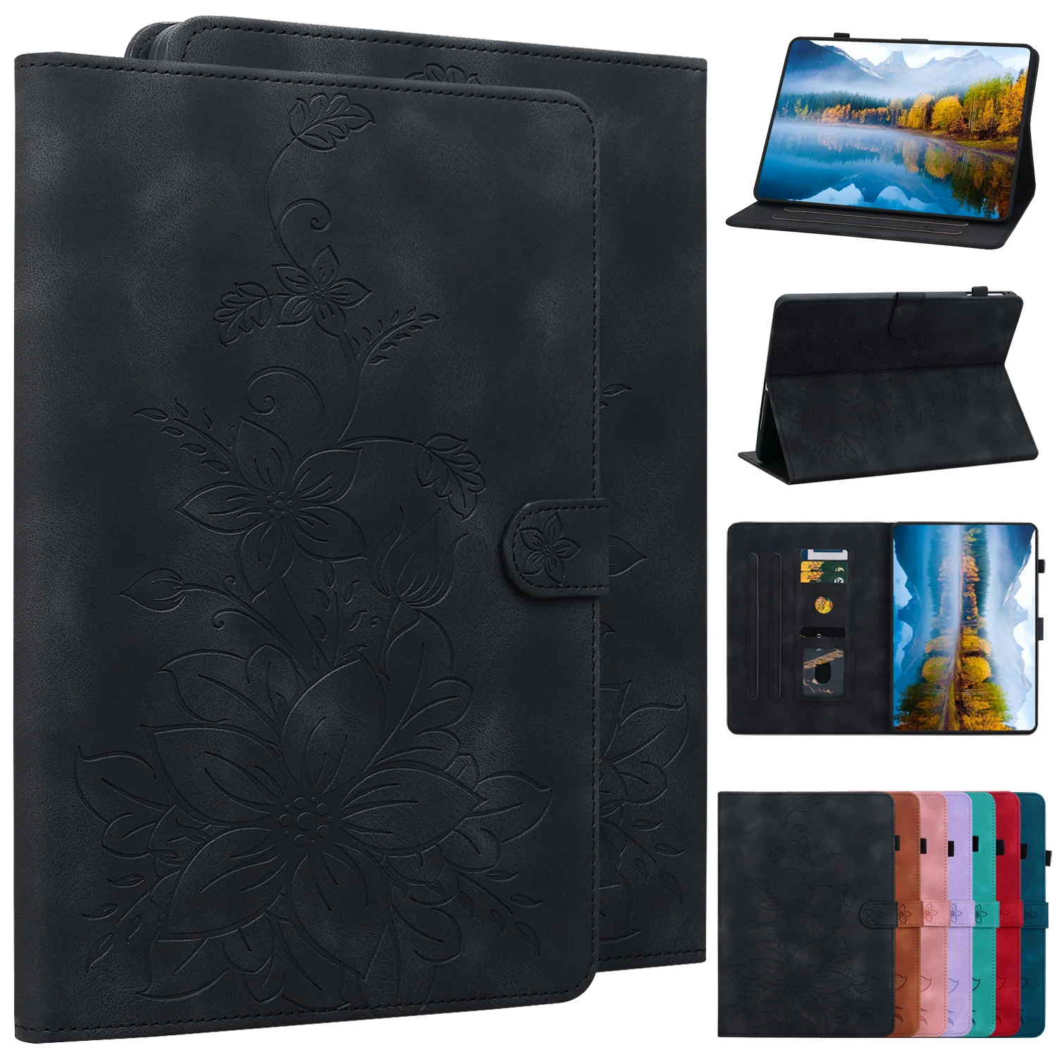 Embossed PU Leather Flip Stand Tablet Case