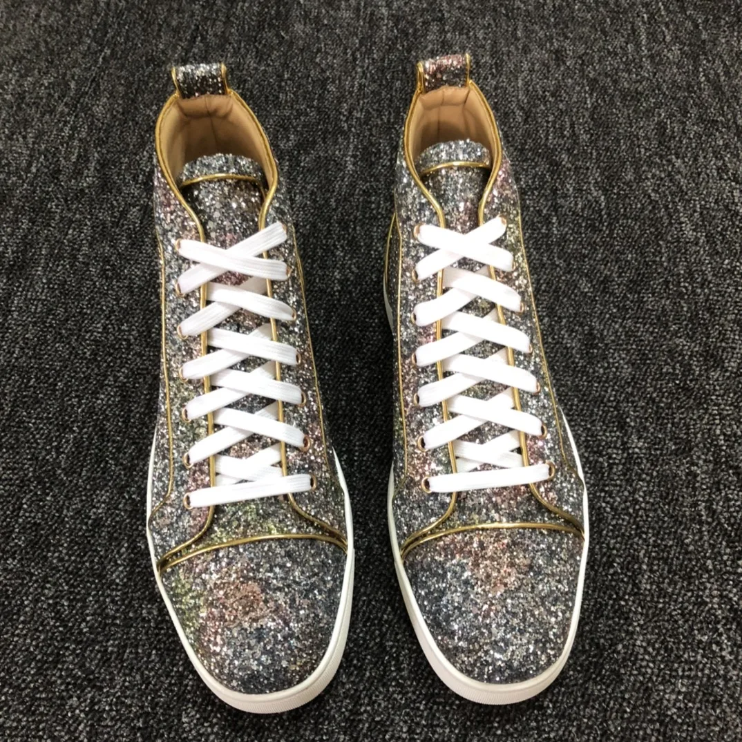 Super Brand Chentel Male Sequined Decoration Men Casual Shoes Party Shoes for Men Flats Lace-Up Sneakers Camouflage Big Size 47