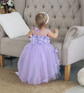 Новинка, детская юбка-пачка с объемными бабочками и прозрачным воротником для девочек, детское платье на день рождения, рождественский подарок для девочек