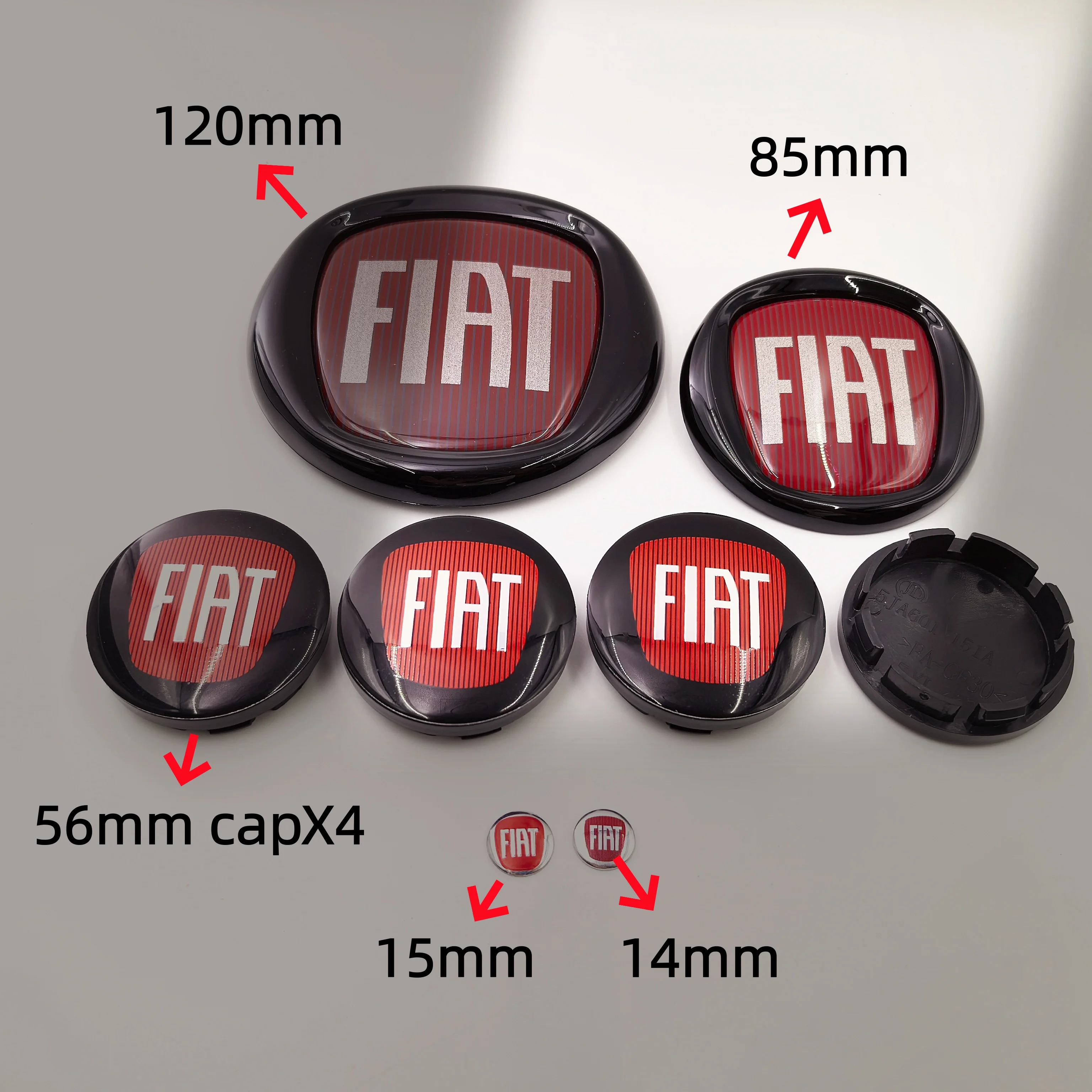8-teiliges Set Fiat Auto-Embleme Motorhaube Kofferraum Logo-Abzeichen 85/120mm Vordere Motorhaube & Hinterer Kofferraum Fiat Logos zur Autodekoration – Detail 14