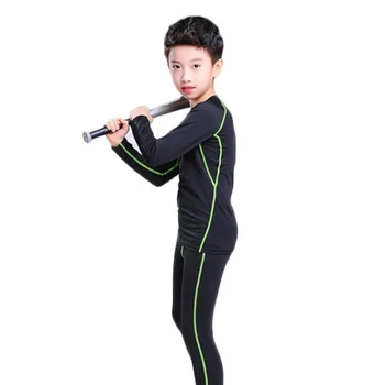 Children's sports suit sweat absorbing and breathable tight fitting football long sleeved quick drying running thin fitness suit 4