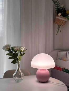 A pink/orange/red/white/beige USB socket decorative table lamp for room light decorative lamp, night light, desk light. 1