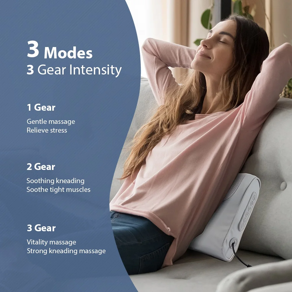 Neck Massage Pillow Cervical Massager Waist Back Shoulder Shiatsu Kneaded Multifunctional Hot Compress Relaxation Gift