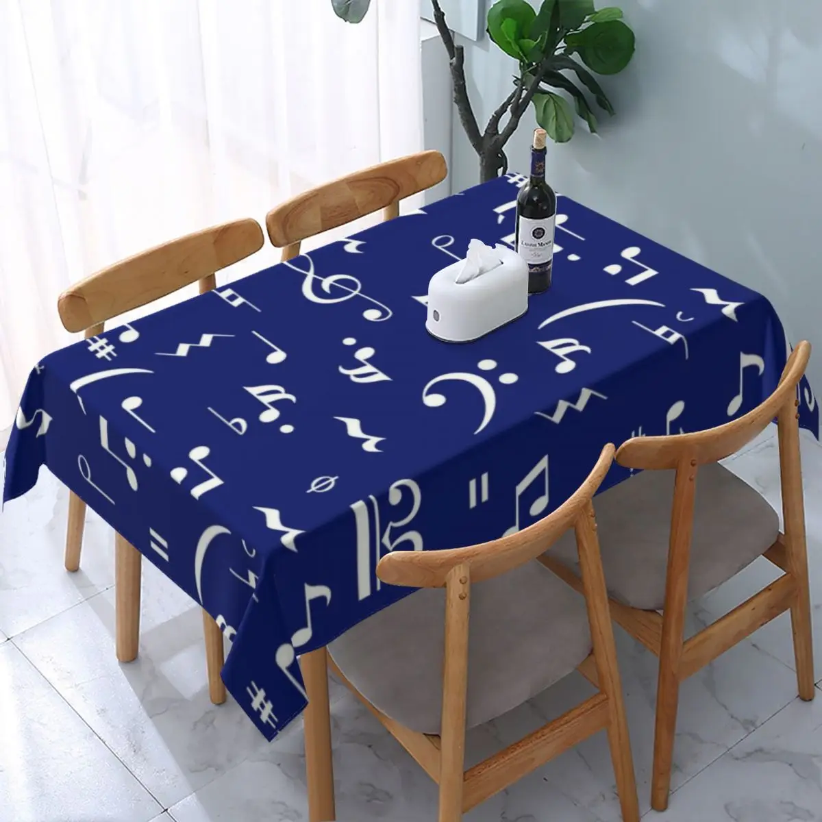 

Rectangular Tablecloth Tablecloth Fit 45"-50" Elastic Edge Table Cloth Musical Notes Table Cover