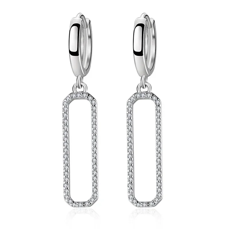Orecchini Pendenti Quadrati In Argento 925 Con Zirconi Blu – Gioielli A Taglio Principessa, Chiusura A Leva, Regalo Donna - 3