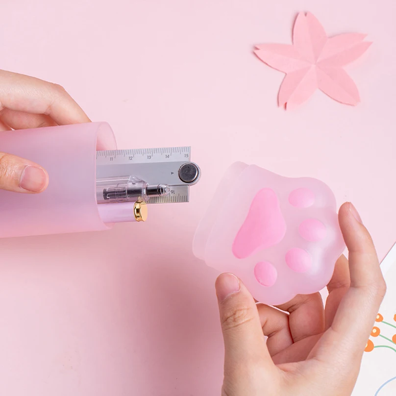 고양이 발 연필 케이스 Trousse Scolaire 연필 상자 귀여운 편지지 펜 케이스 Estuche Lapices 학교 용품 소녀를위한 연필 케이스