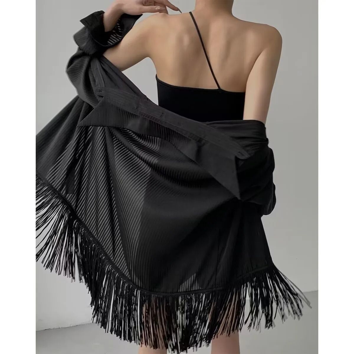 

Shirts Women See-through Tassel blouse Striped Temperament Retro Sun-proof Summer Clothes Ulzzang 2023 Ladies Streetwear
