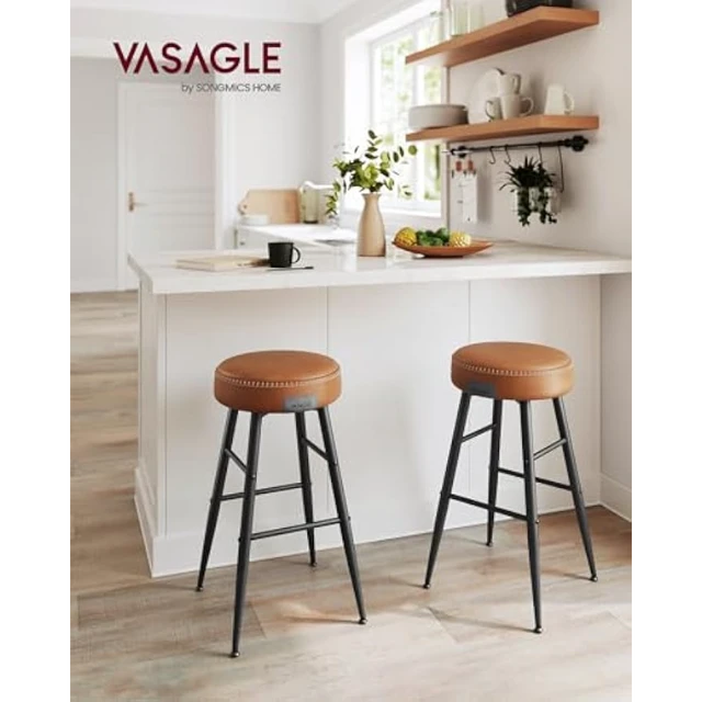 VASAGLE EKHO Collection - Bar Stools Set 24.8 Counter Height, Caramel Brown