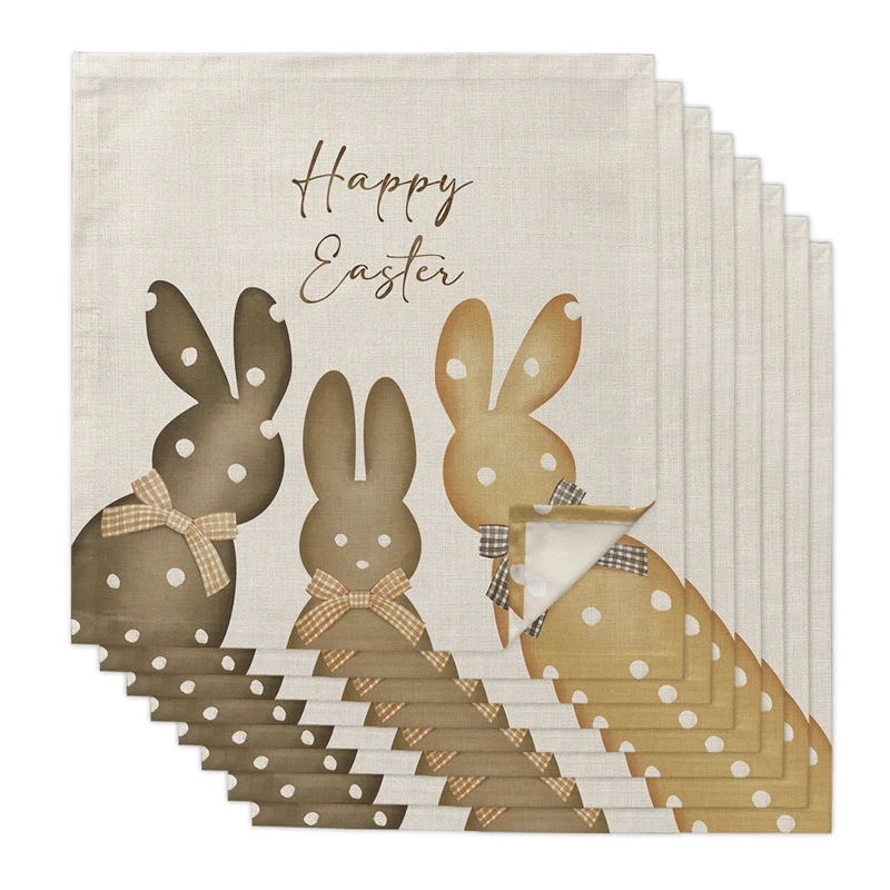 

2Pcs Easter Eucalyptus Eggs Rabbit Reusable Table Napkins Dinner Wedding Banquet Decor Cloth Napkins Supplies Party Decoration