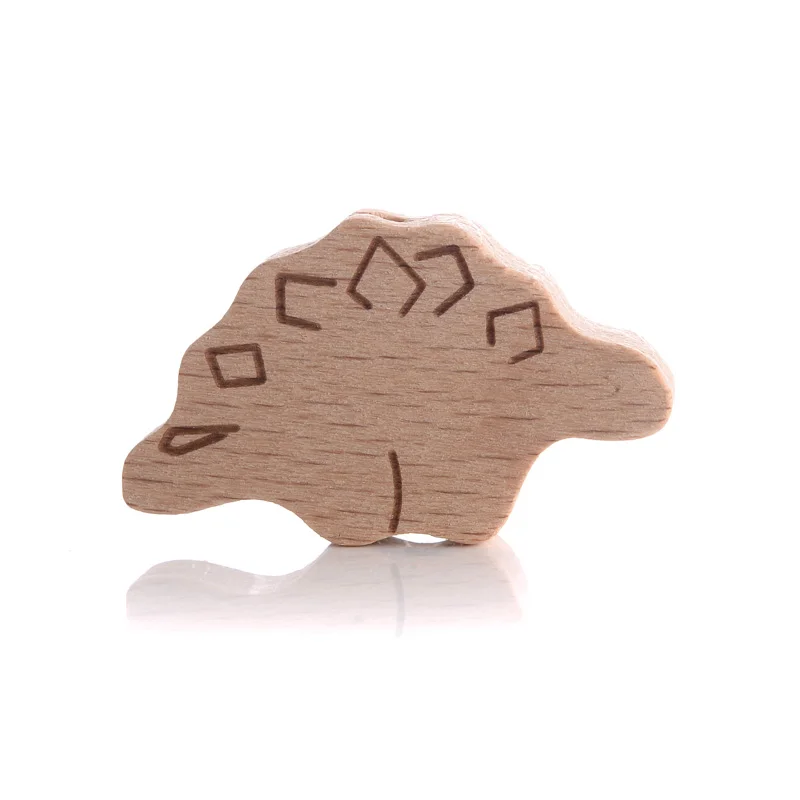 10Pcs Beech Beads Heart Butterfly Rainbow Elephant Flower Animal Wooden Beads for Bbay Chew Teether Beads Pacifier Clips Chain