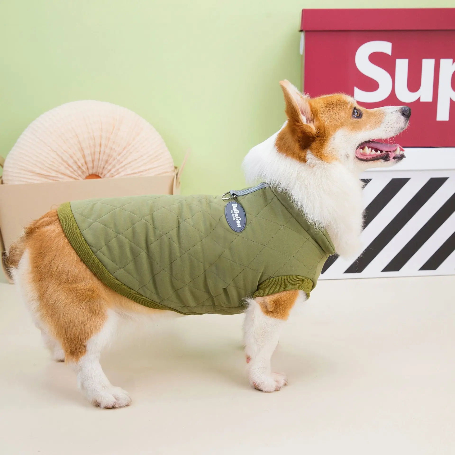 

New Rhombus Autumn and Winter Pet Cotton Clothing Fashionable Casual Warm Dog Costume Solid Color Loose Dog Clothes for Big Dogs