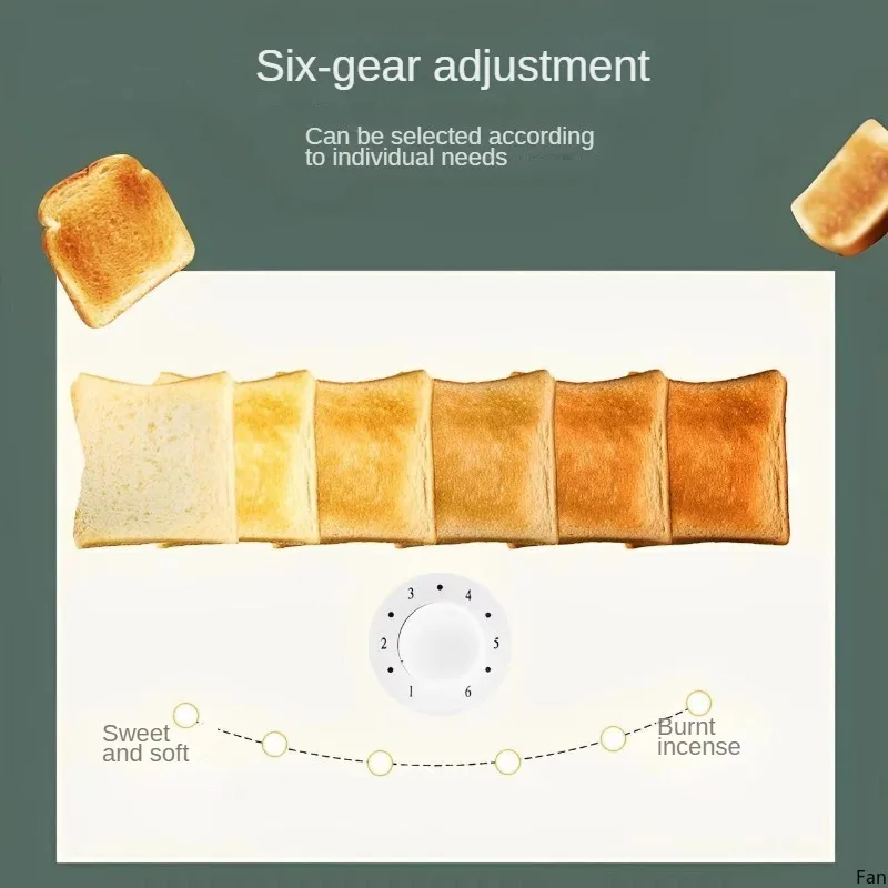 Automatic 2 Slice Bread Maker Removable Crumb Tray Electric Bread Baker 6 Options 600-700W Household Kitchen Appliances 5