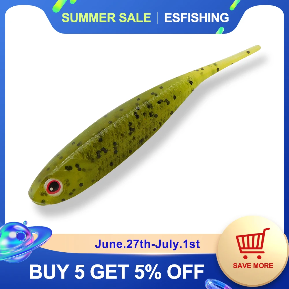 ESFISHING I Glossy Shad 10pcs70mm 3D Eye Lifelike Pesca Soft Silicone