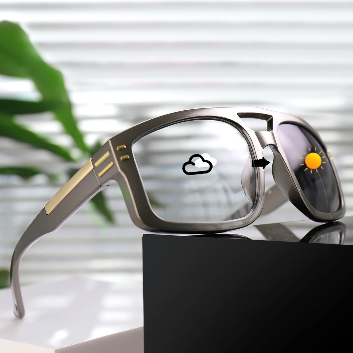 Photochromic Casual Sunglasses Square Windproof Goggles for Men and Women