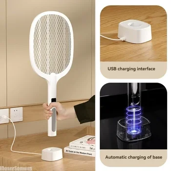 4000V Type-C Rechargeable Insect Killer Bug Zappers Electric Fly Swatter Handheld Automatic Tapping Mode Indoor and Outdoor 1