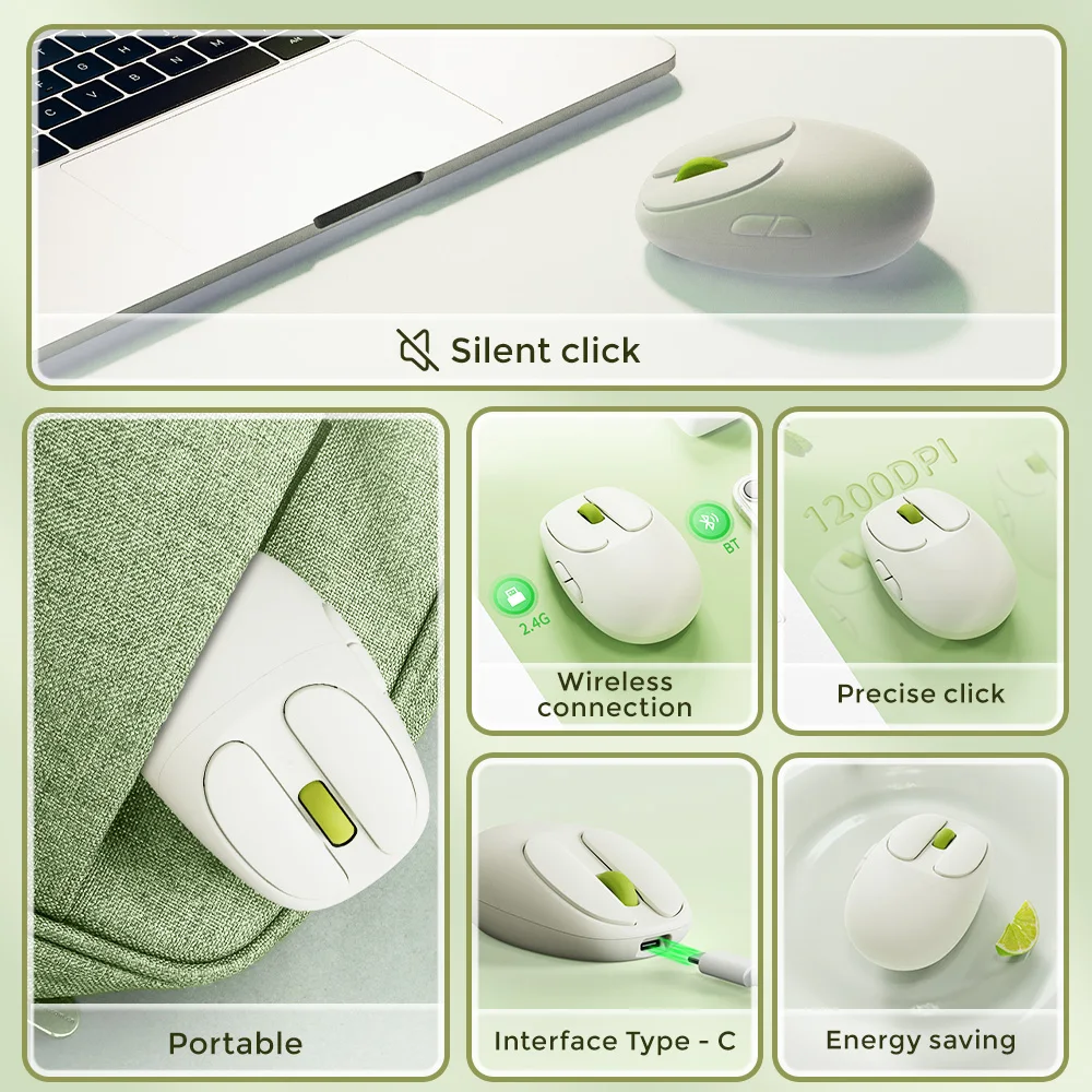 DAREU 무선 마우스, USB 수신기가 포함된 듀얼 모드 Bluetooth 2.4G 무소음 마우스 - PC, 태블릿, 노트북용 휴대용 컴퓨터 마우스