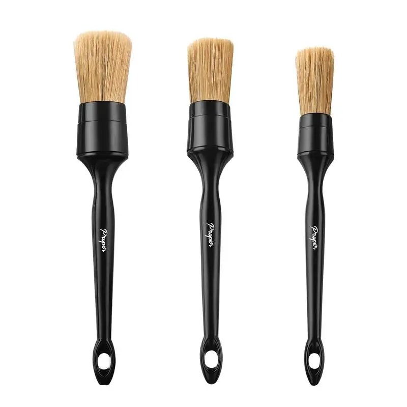 

Car Cleaning 3-Pack Bristle Brush Durable And Soft Automotive Cleaning Brushes Set Detail Cleaning Brush Set Interior Tuyere