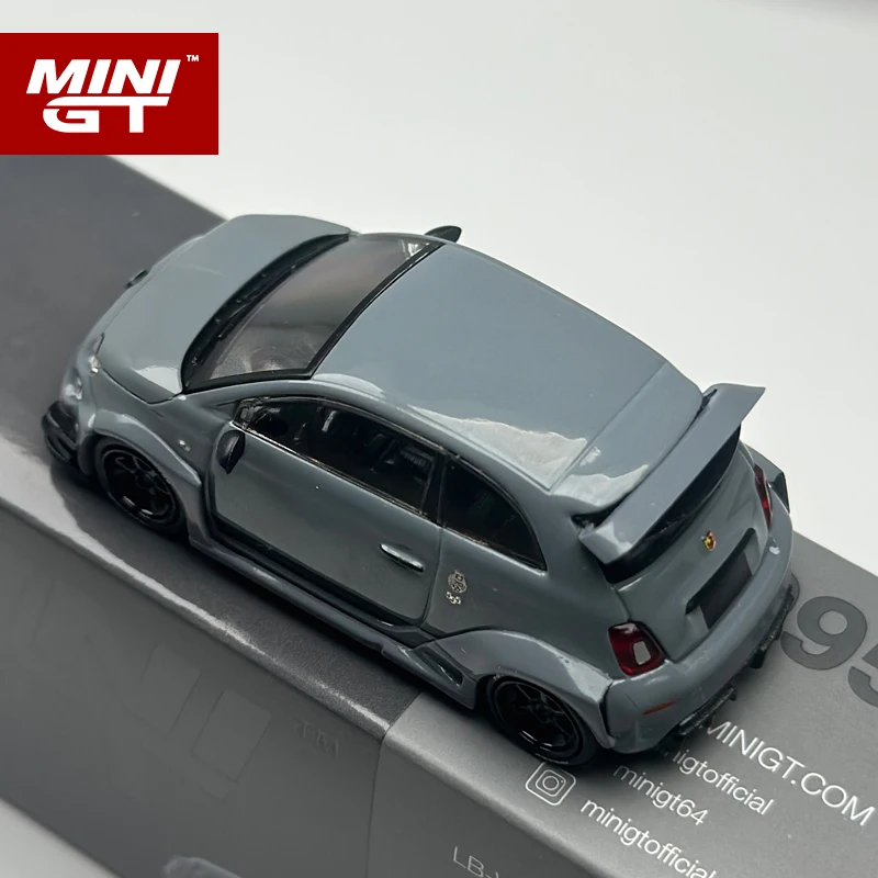 MINIGT 1:64 Abarth 595 LB-WORKS x Abas Works 회색 합금 자동차 모델 995