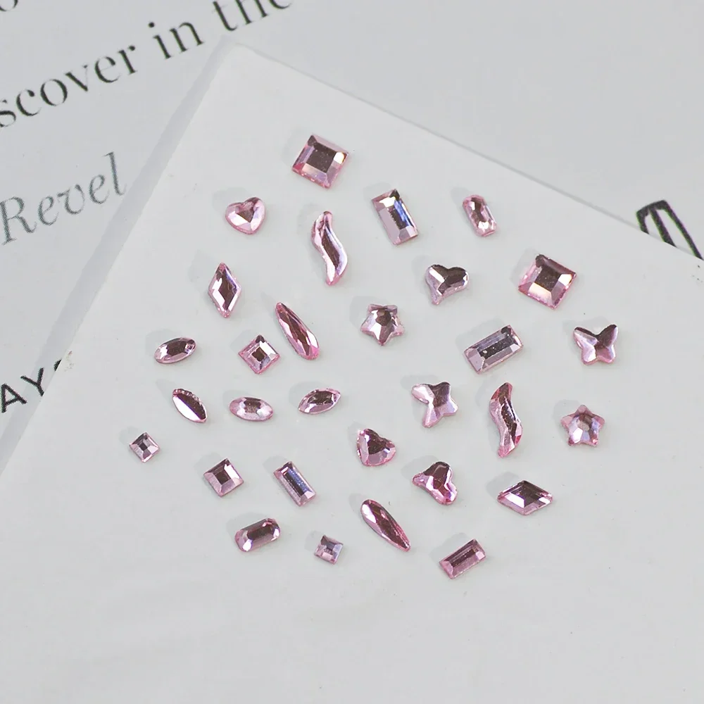 

Мини-стекло разной формы с плоским дном, искусственное стекло 3D, блестящее розовое стекло, искусственное украшение для ногтей своими руками, украшение для ювелирных изделий