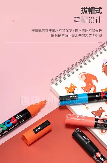 Uni 1pc Plumones Colores Paint Markers Posca PC-1M/3M/5M 예술용품 Mercaderes  Highlighter for School Stationery Acrylic Graffitti - AliExpress