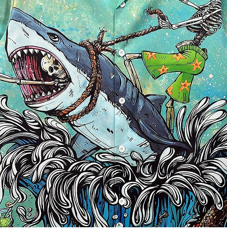 Skeleton Riding Shark Graphic Shirt S12fdf90801a54aeba93fdd5c56a13923S