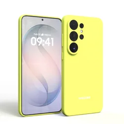 Silky Soft - Touch Silicone Protective Phone Case Cover for S24FE (Yellow)