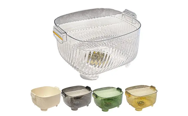 

Food Drainer Bowl Kitchen Multiuse Food Grade Dishwasher Safe Drain Plug Design Vegetable Cleaning Colander Filter Drain Basket