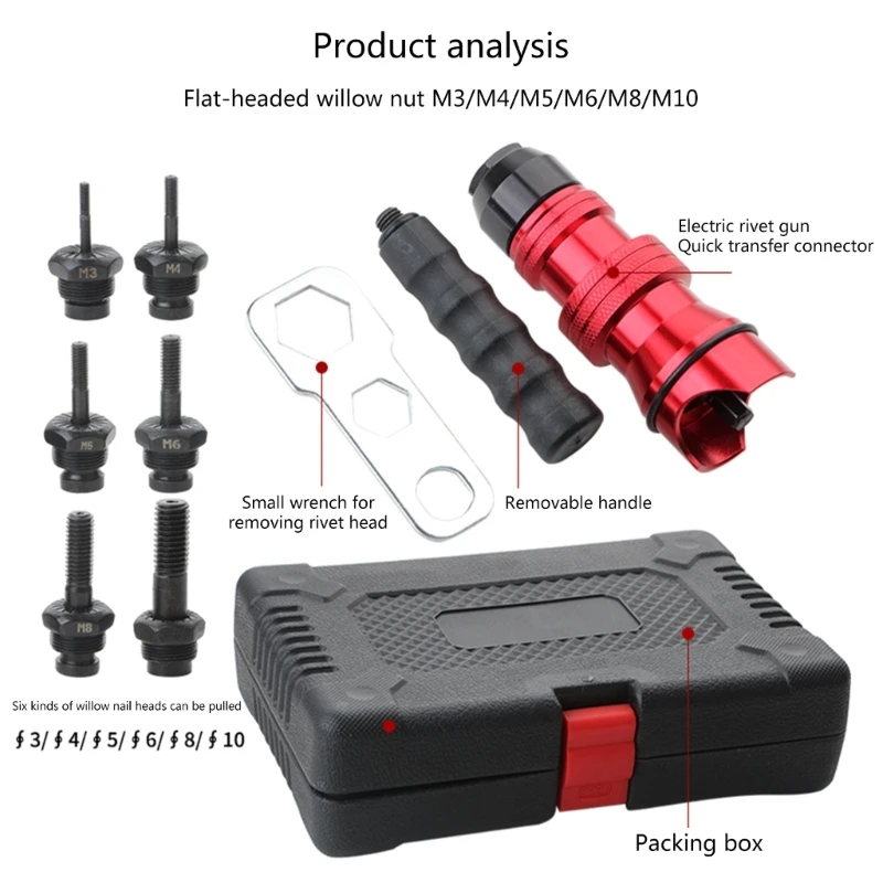 

Electric Rivet Guns Rivet Nut Guns Electric Rivet Nut Guns Adapter M3-M10 Manual Riveter Guns Electric Drill Riveting