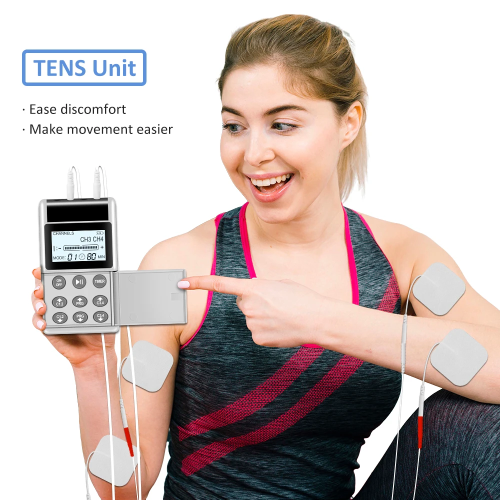 Muscle Stimulator 4 Channel TENS PMS Unit 15Mode Rechargeable TENS Machine Electronic Acupuncture Pulse Massager