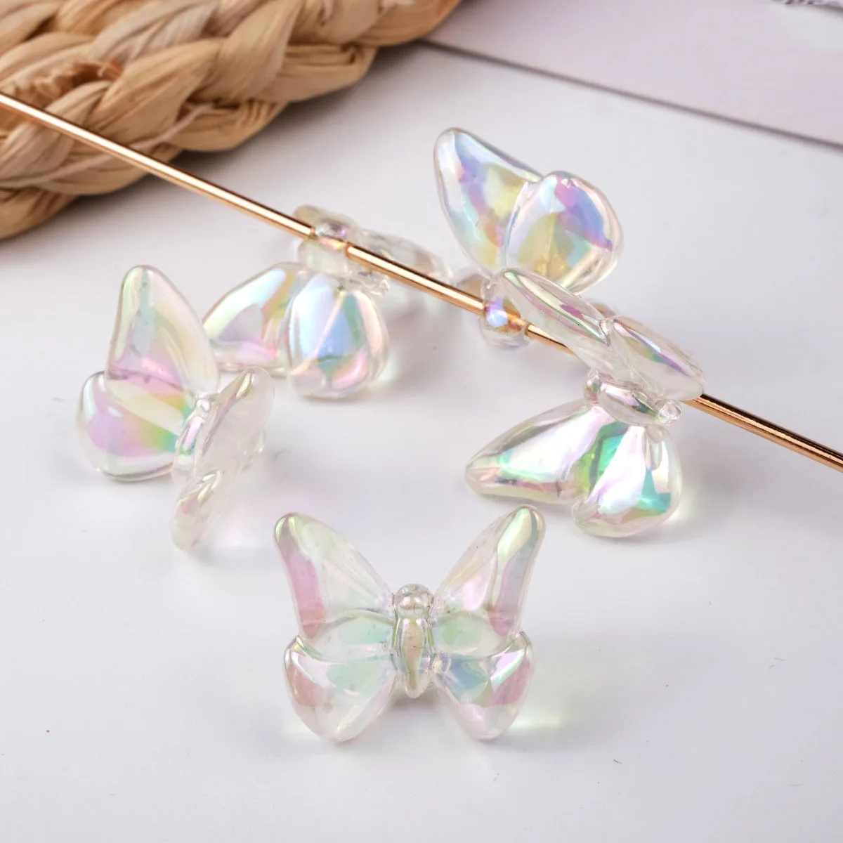 Butterfly Beads - 14mm AB Translucent Iridescent Color Little Butterfly  Shaped Resin or Acrylic Beads - 100 pc set
