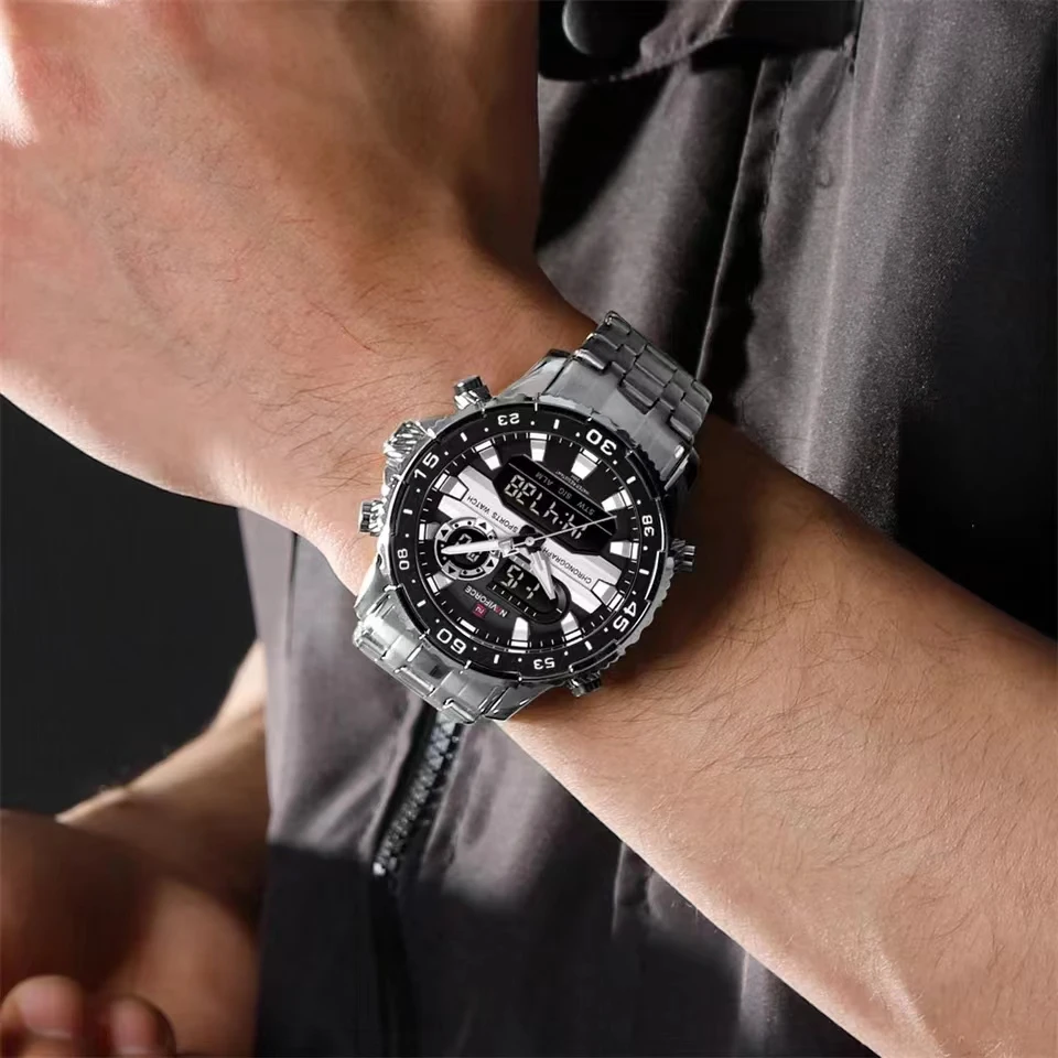 NAVIFORCE Watches for Men Dual Display Watch Waterproof Stainless