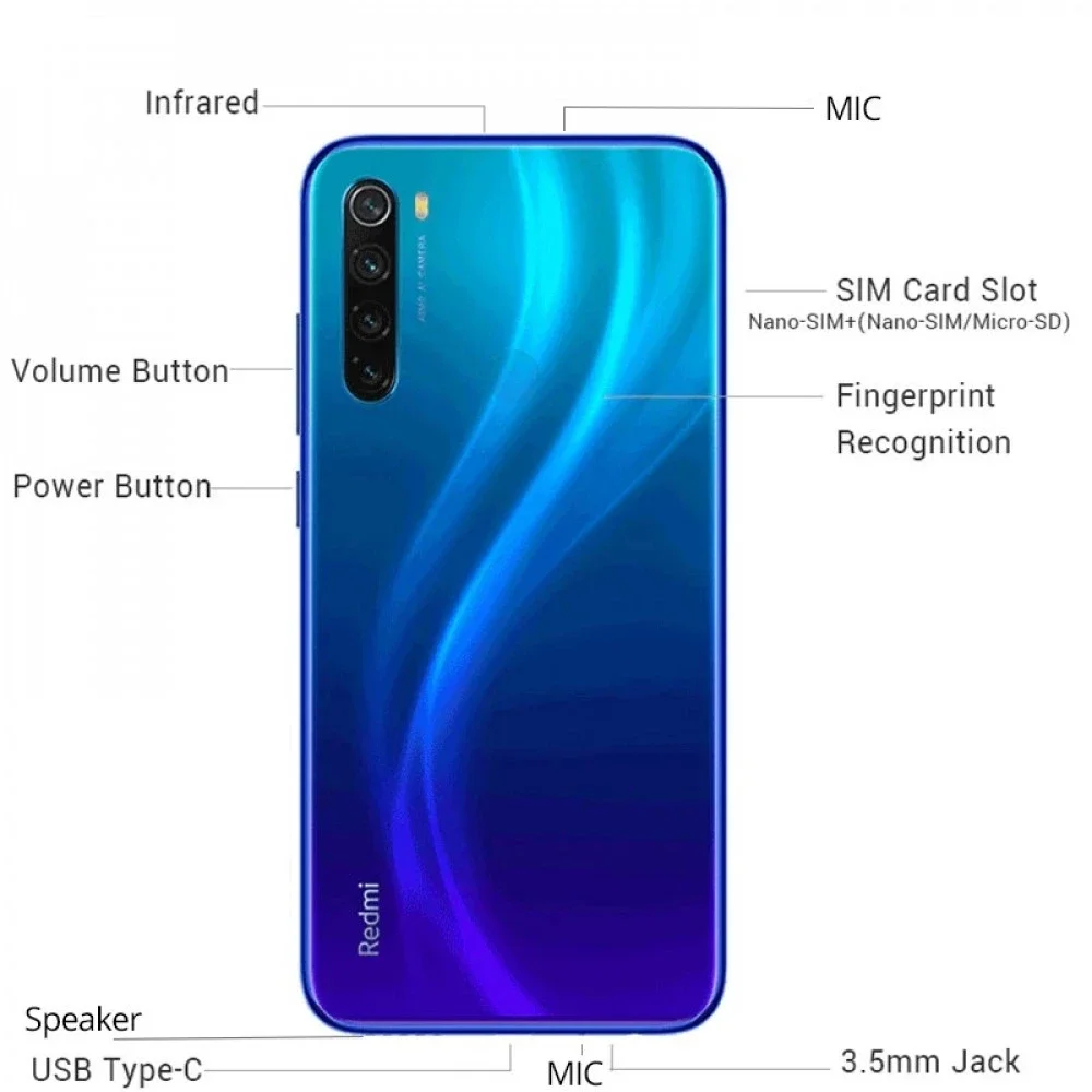 Global ROM Original Xiaomi Redmi Note 8 4000mAh Baterry 6GB 128GB Original Android Phone Quad Cmaera 4G Smartphone 6
