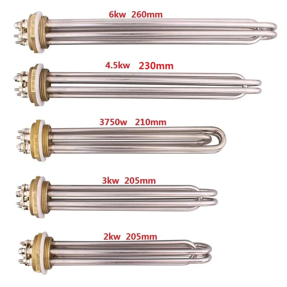 DERNORD Water Tank Heater 220V/380V Boiler Heating Element DN32 Tubular Electric Heater 2KW 3KW 4.5KW 6KW 3750W SUS304