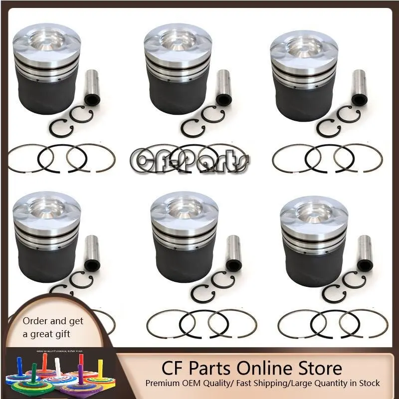 

New 6 Sets STD Piston Kit With Ring 65.02501-0209 Fit For Doosan DE12 Engine 123MM