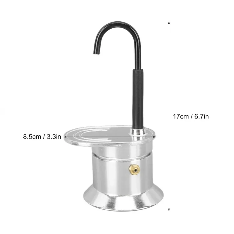 Hot 50ML Single Tube Moka Pot 1 Cup Aluminum Alloy Spout Stovetop Italian Moka Coffee Maker for Outdoor Parties Travel