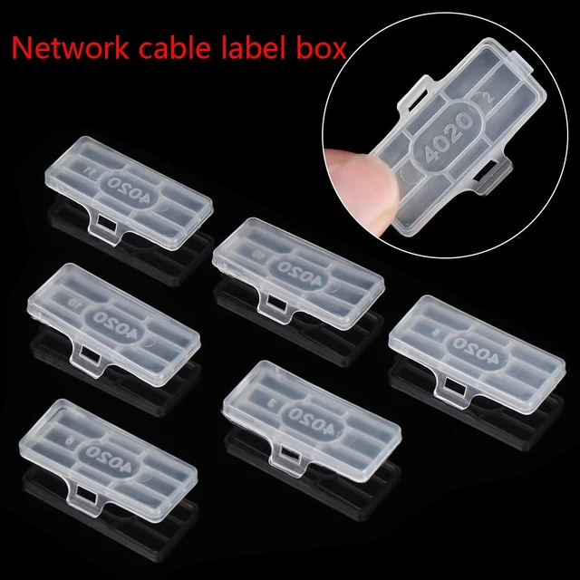 50PCS Waterproof Transparent Cable Sign Cards Label Display Identification Box  Cable Tie Marker Tag