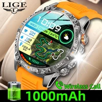 LIGE New Military Smart Watch Men 1000mAh Super Capacity Battery Outdoor Sport Bracelet Heart Rate Monitor Waterproof Smartwatch