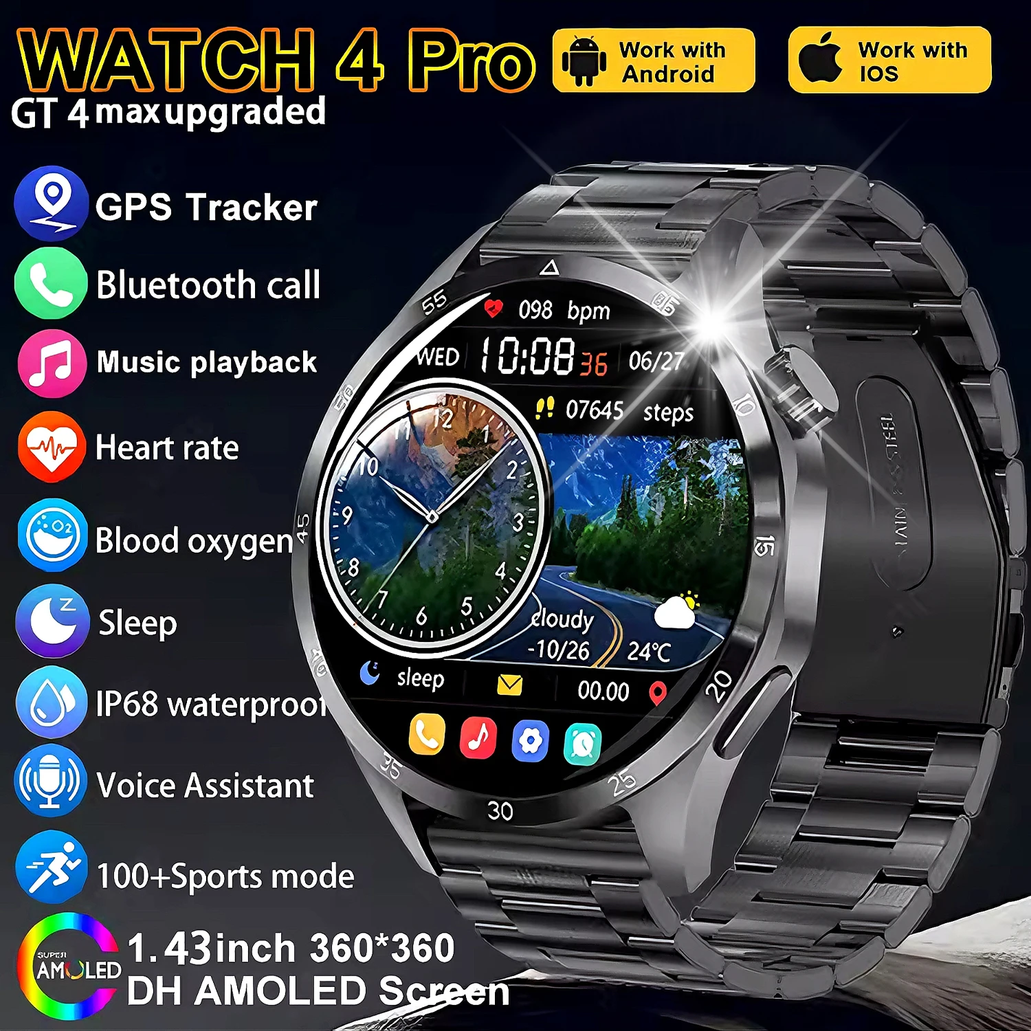 2025New GT4 Pro NFC GPS لهواوي الرياضة ساعة ذكية ا...
