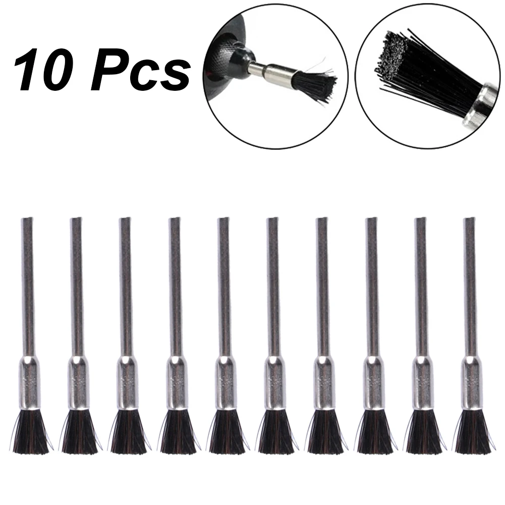 10pcs Nylon Wire Brush 3mm Shank Abrasive Polishing Tool Bit Polishing For Wood