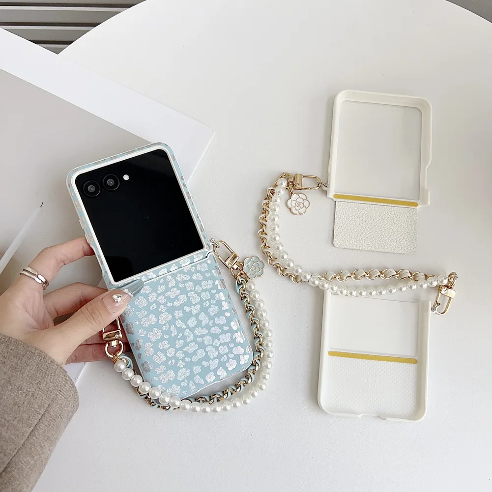 Laser Leopard Print Phone Case with Bracelet Wrist Strap and Protective Cover