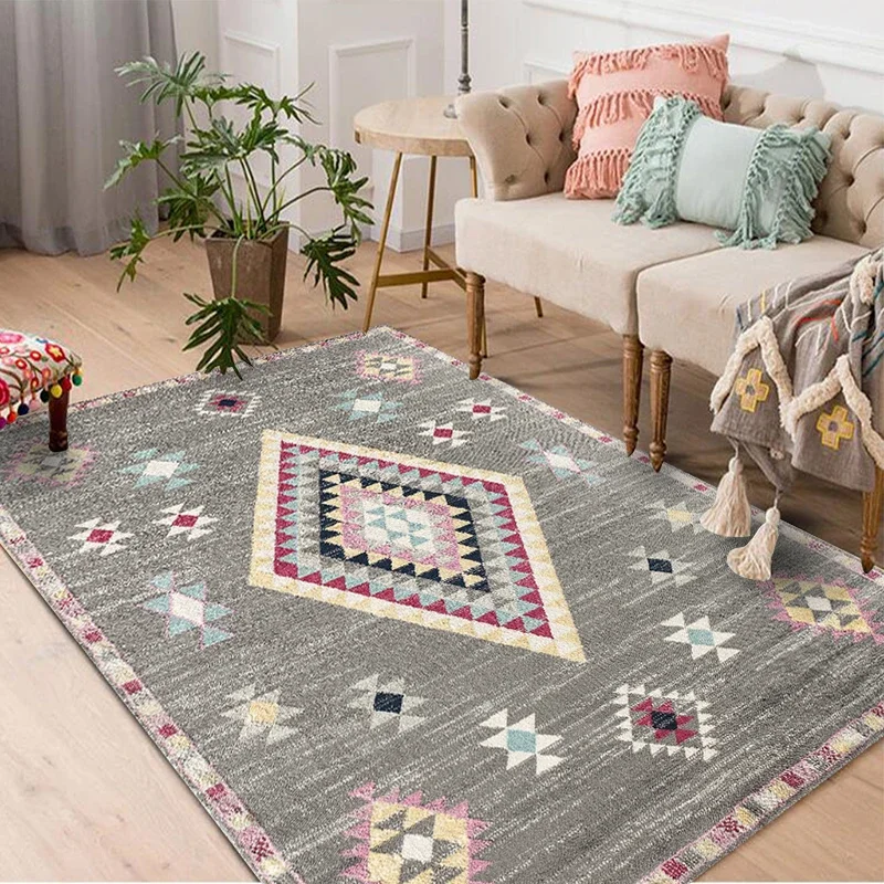 Decorative Carpet Floor Mat Plush Rug Plush Carpet Imitated Cashmere Carpet Kids Carpet Crystal Pile Rug Coral Velvet Rug VIKAMA Bohemian Pattern Decorative Carpet Tribal Style Moroccan Luxury Persian Art Multi-style Rug Geometric loop-pile Rug