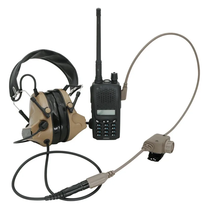 Tactical Headset PTT Militar Adapter RAC PTT Kenwood Plug for Baofeng UV5R/UV82 for Pelto Comtac Airsoft Shooting Headphones
