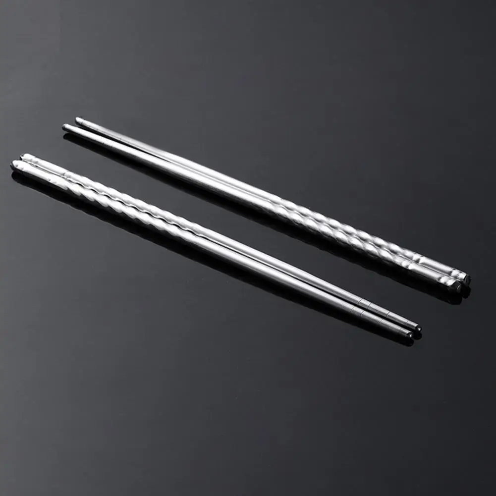

4 Pair Food Chopsticks Reusable Non-slip Stainless Steel Metal Chinese Chop Portable Reusable Sticks Tableware Kitchen Tools