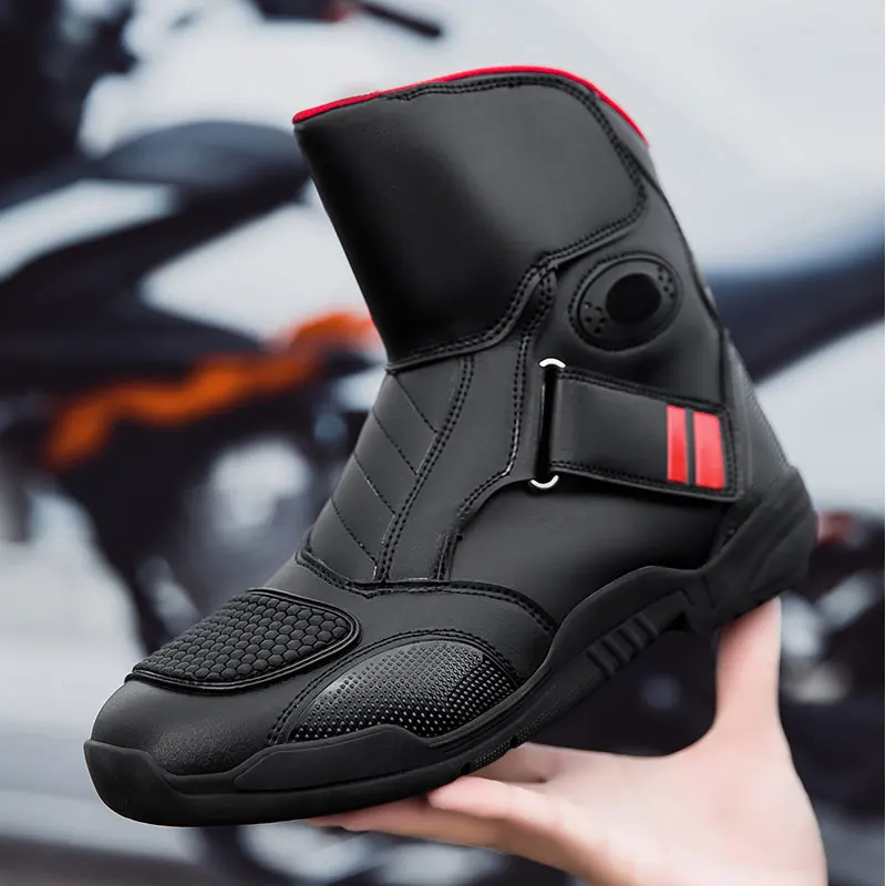 Motorcycle Boots Microfiber Leather Waterproof Motocross Off-Road Racing Protective Men's Motos Cycling Shoes