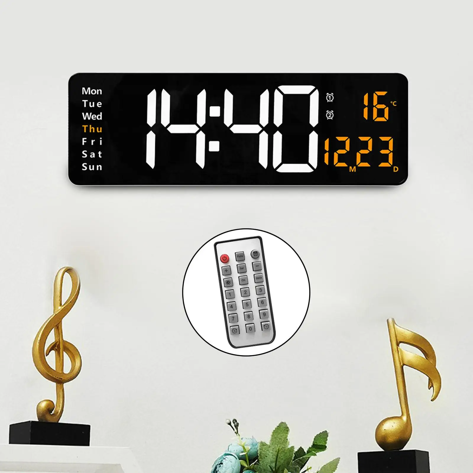 square wall clock Oversized 15" Digital LED Wall Clock USB with Remote Memory Function Temp Timer Large Number Desk Alarm for Classroom Gift Home outdoor clock Wall Clocks