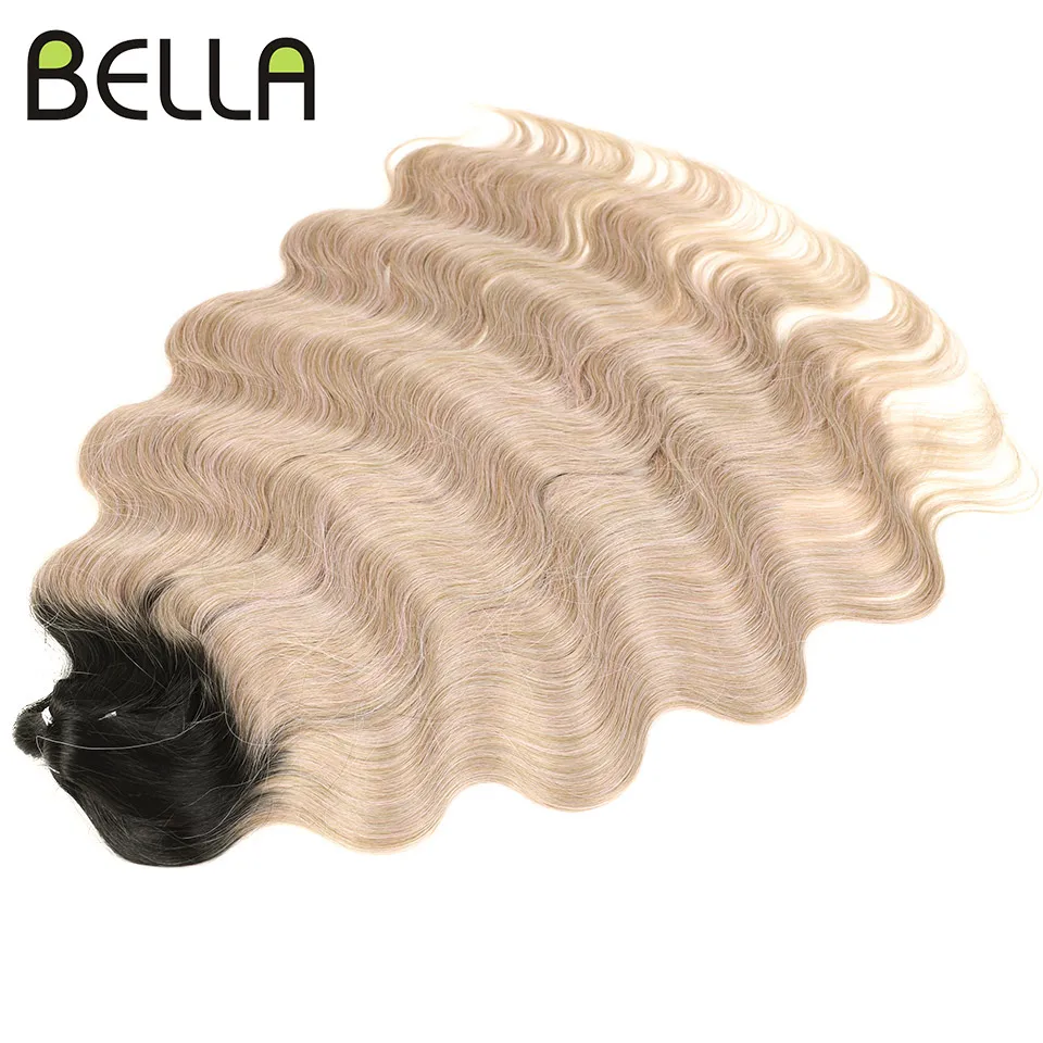 

Женские волосы для наращивания Bella, длиной 24 дюйма, синтетические волосы для темных женщин, глубокие волны, светлые косички с эффектом омбре, искусственные волосы для наращивания