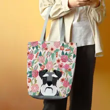

Shoulder Bag Cute Puppy Print Smooth Zipper Book Tote Bag Reusable Big Capacity Organizer Bag for Daily Life