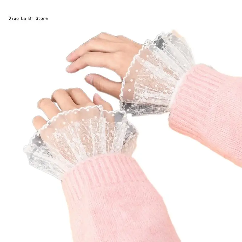 

Lace Cuffs Decorative Sleeves for Female Detachable False Sleeves Cuff Extension Simple Clothing Wrist Decors Arm Decors XXFD